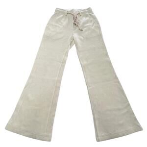 Twenty Montreal Pants Womens XS Ivory Flare Drawstring Corduroy Lounge Canada